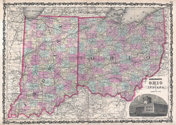 Johnson's Ohio and Indiana, by Johnson and Ward. - Main View