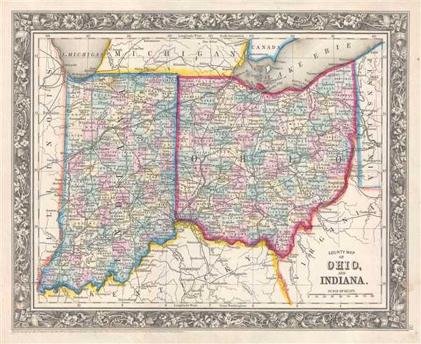 map of ohio and indiana border County Map Of Ohio And Indiana Geographicus Rare Antique Maps map of ohio and indiana border