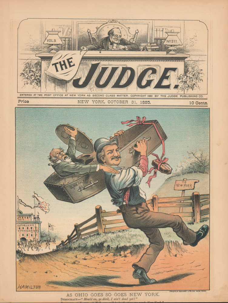 1885 Hamilton Satirical Political Cartoon, New York Gubernatorial Election
