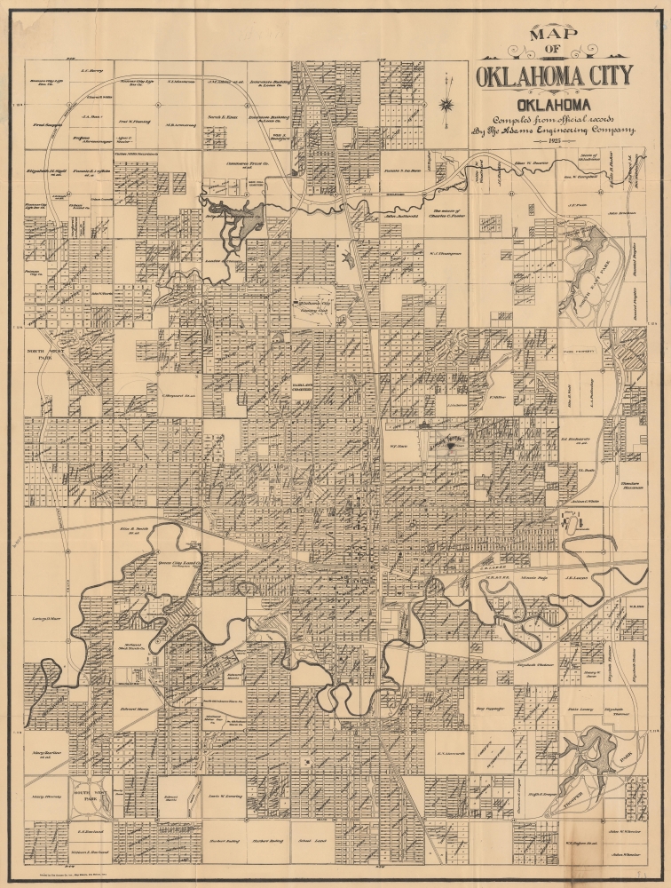 Official Street Guide and Pocket Map of Oklahoma City Oklahoma / Map of Oklahoma City Oklahoma compiled from official records by the Adams Engineering Company. - Main View