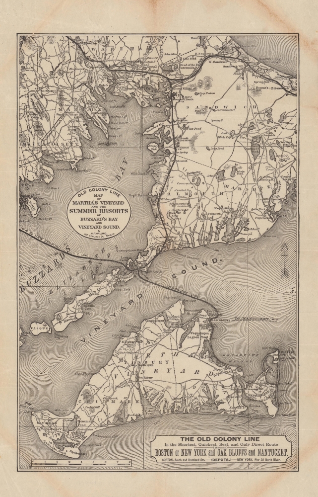 Old Colony Line map of Martha's Vineyard and the summer resorts of Buzzard's Bay and Vineyard Sound. - Main View
