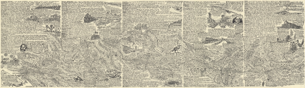 A Nostalgic, Bioregionally-Flavored, Bird's-Eye-View Map of Old Route 66. Main Street U.S.A. - Chicago to L.A.! - Alternate View 3