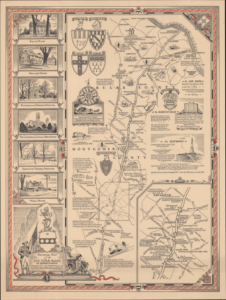 1941 Pictorial Map of the Old York Road, Eastern Pennsylvania