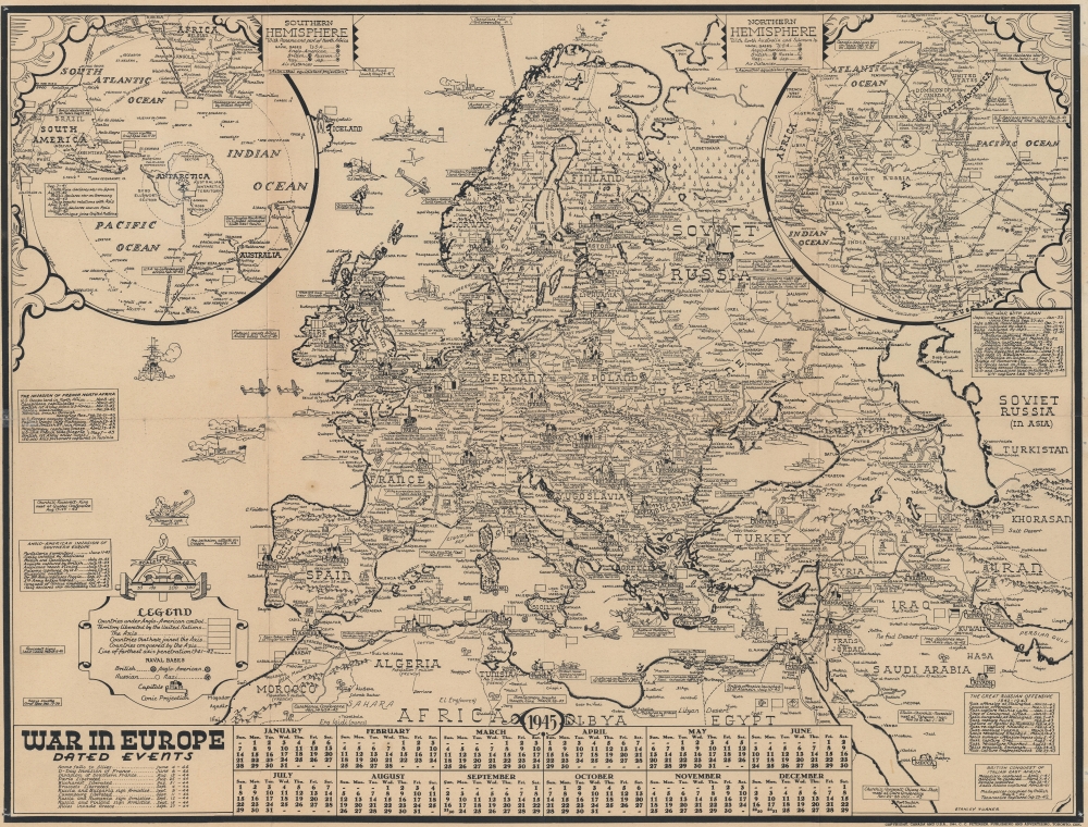 Dated Events. On to Tokyo. Invasion Map of the Pacific and the Far East. Eighth Edition. / War in Europe. Dated Events. - Alternate View 1