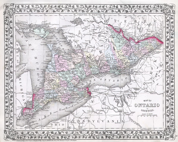 Map of Ontario in Counties - Main View