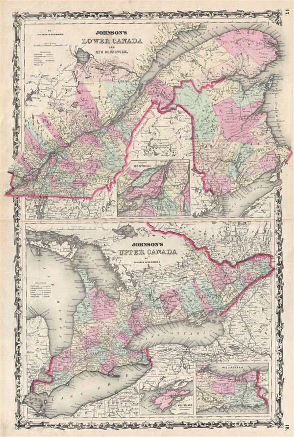 Johnson's Lower Canada and New Brunswick.  Johnson's Upper Canada. - Main View