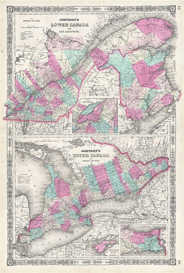 Johnson's Lower Canada And New Brunswick.  Johnson's Upper Canada. - Main View