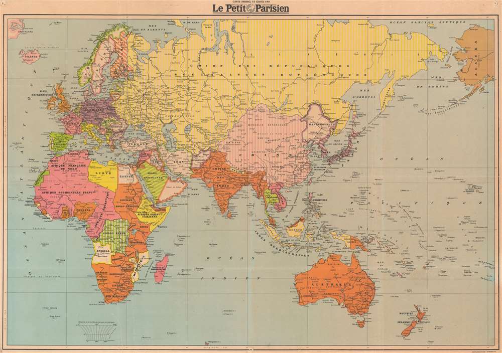 Grande Carte en Couleurs du Théatre des Opérations de la Guerre Mondiale. - Main View