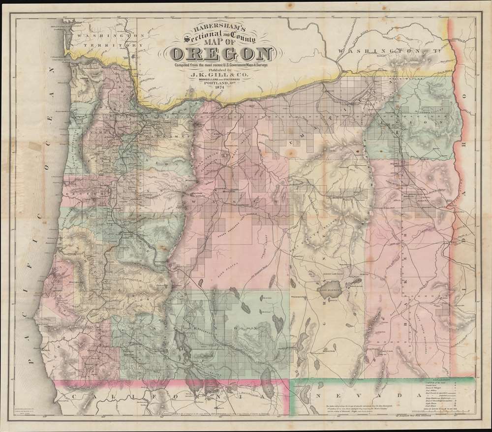 Habersham's Sectional and County Map of Oregon. - Main View