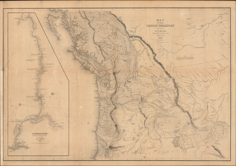 1841 Wilkes Map of the Oregon Territory / Vancouver, British Columbia