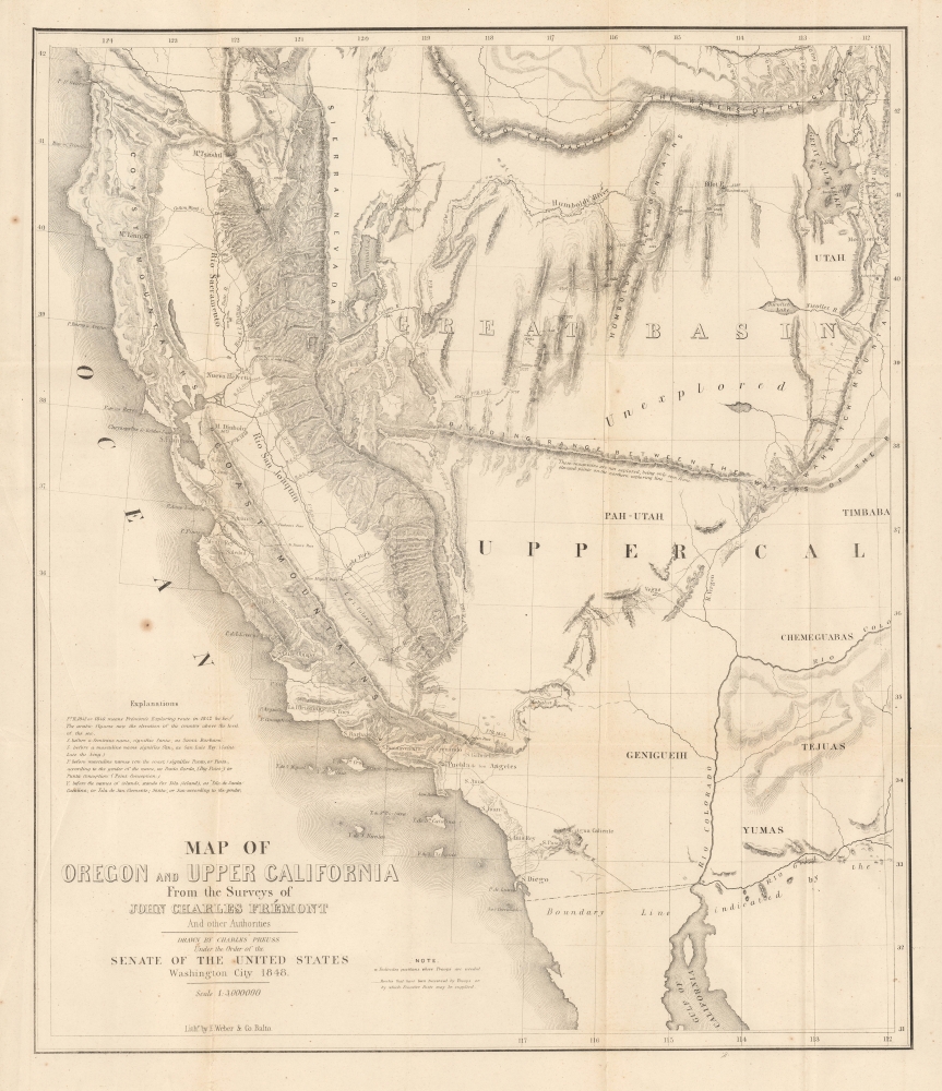 Map of Oregon and Upper California From the Surveys of John Charles Frémont And other Authorities. - Main View