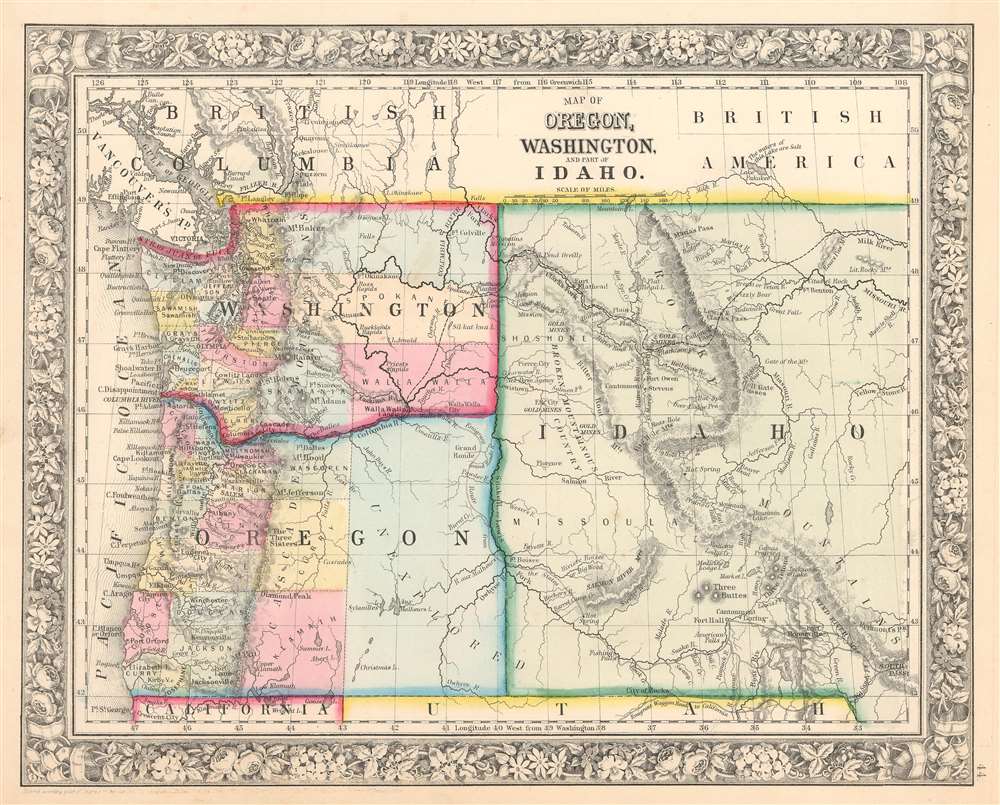 Map of Oregon, Washington, and Part of Idaho. - Main View