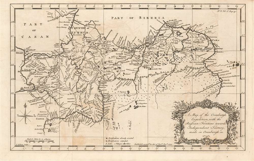 A Map of the Orenburgh Expedition, with the Russian Frontiers towards Independent Tartary, made in Orenburgh in 1747. - Main View