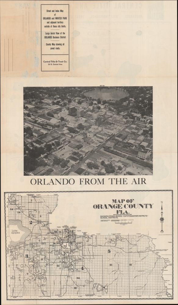 Street and Index Map of Orlando and Winter Park and adjacent territory outside of these city limits. / Large Aerial view of the Orlando Business District. / County Map Showing All oft Paved Roads. - Alternate View 2