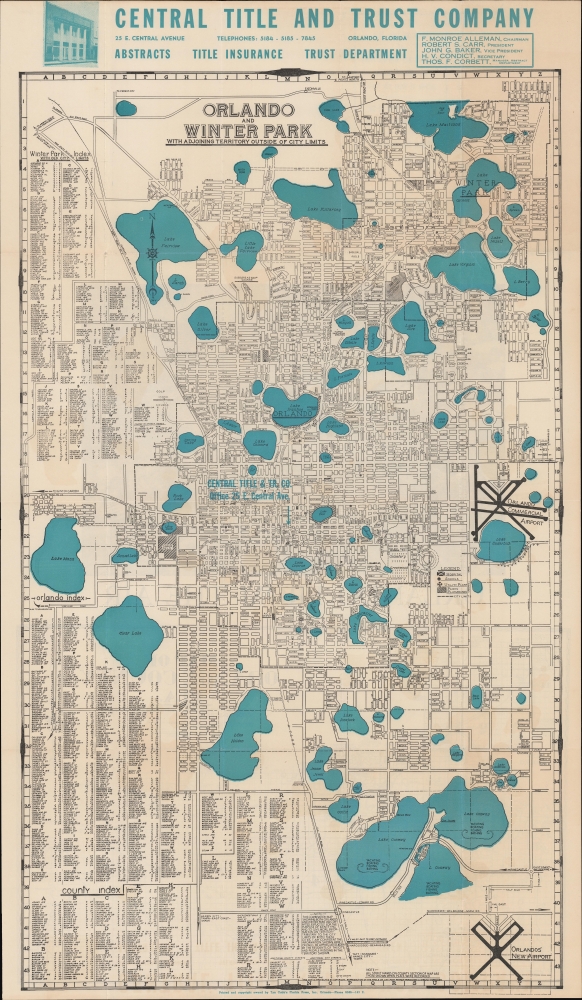 Street and Index Map of Orlando and Winter Park and adjacent territory outside of these city limits. / Large Aerial view of the Orlando Business District. / County Map Showing All oft Paved Roads. - Main View
