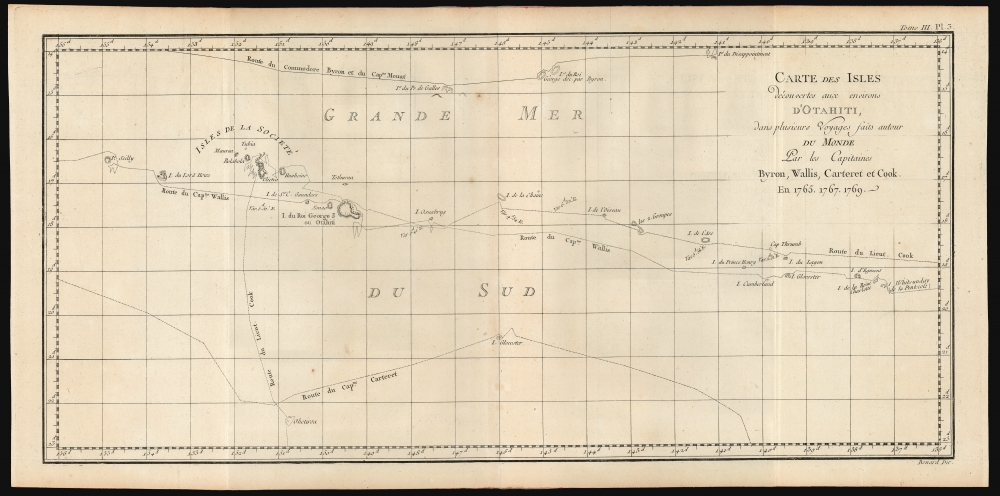 Cartes des Isles découvertes aux enfirons d'Otahiti, dans plusieurs Voyages faits autour du Monde Par les Capitaines Byron, Wallis, Carteret et Cook. En 1765, 1767, 1769. - Main View
