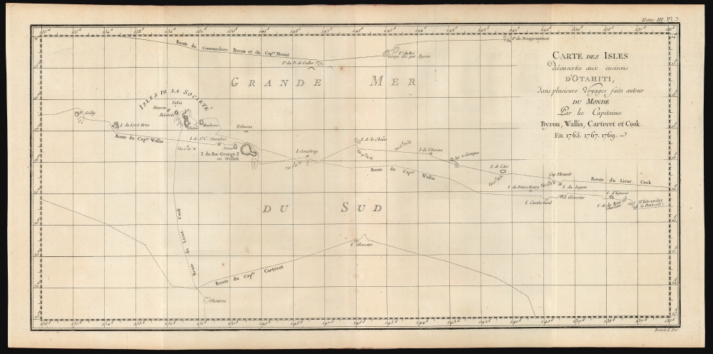 Cartes des Isles découvertes aux enfirons d'Otahiti, dans plusieurs Voyages faits autour du Monde Par les Capitaines Byron, Wallis, Carteret et Cook. En 1765, 1767, 1769. - Main View