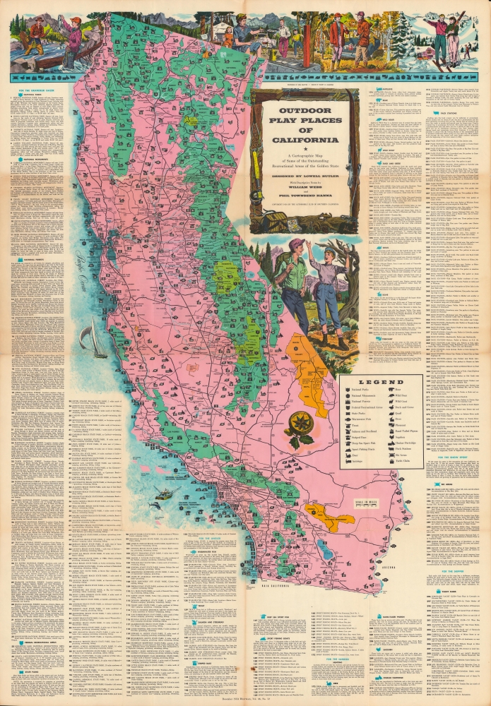 Outdoor play places of California : a cartographic map of some of the outstanding recreational areas of the Golden State. - Main View