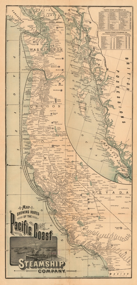 Map Showing Routes of the Pacific Coast Steamship Company. - Main View