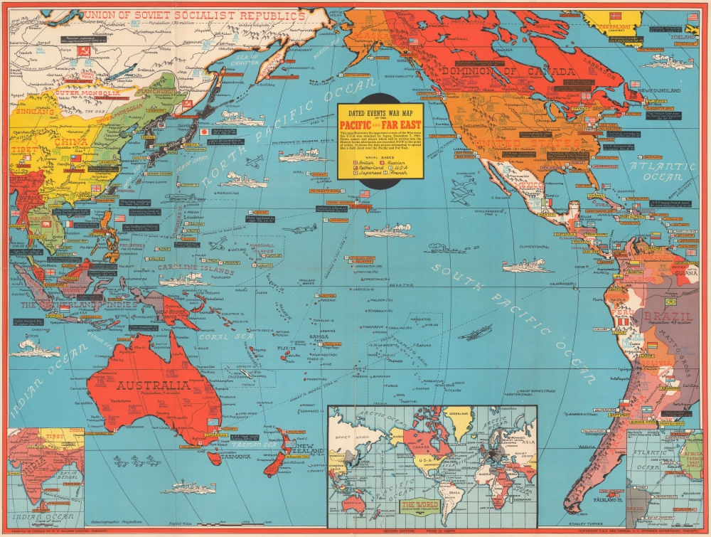 1942 Turner Map of the Pacific and East Asia During World War II