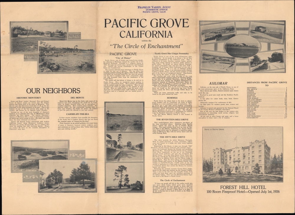 Map of the City of Pacific Grove Monterey County California compiled for the Del Monte Properties Company. - Alternate View 1