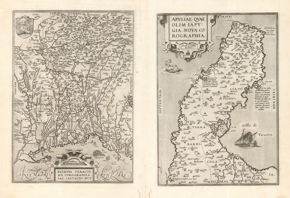 Patavini Territorii Corographia, Iac Castaldo Auct./ Apuliae Quae Olim Iapygia, Nova Corographia. Jacobo Castaldo Auctore. - Main View