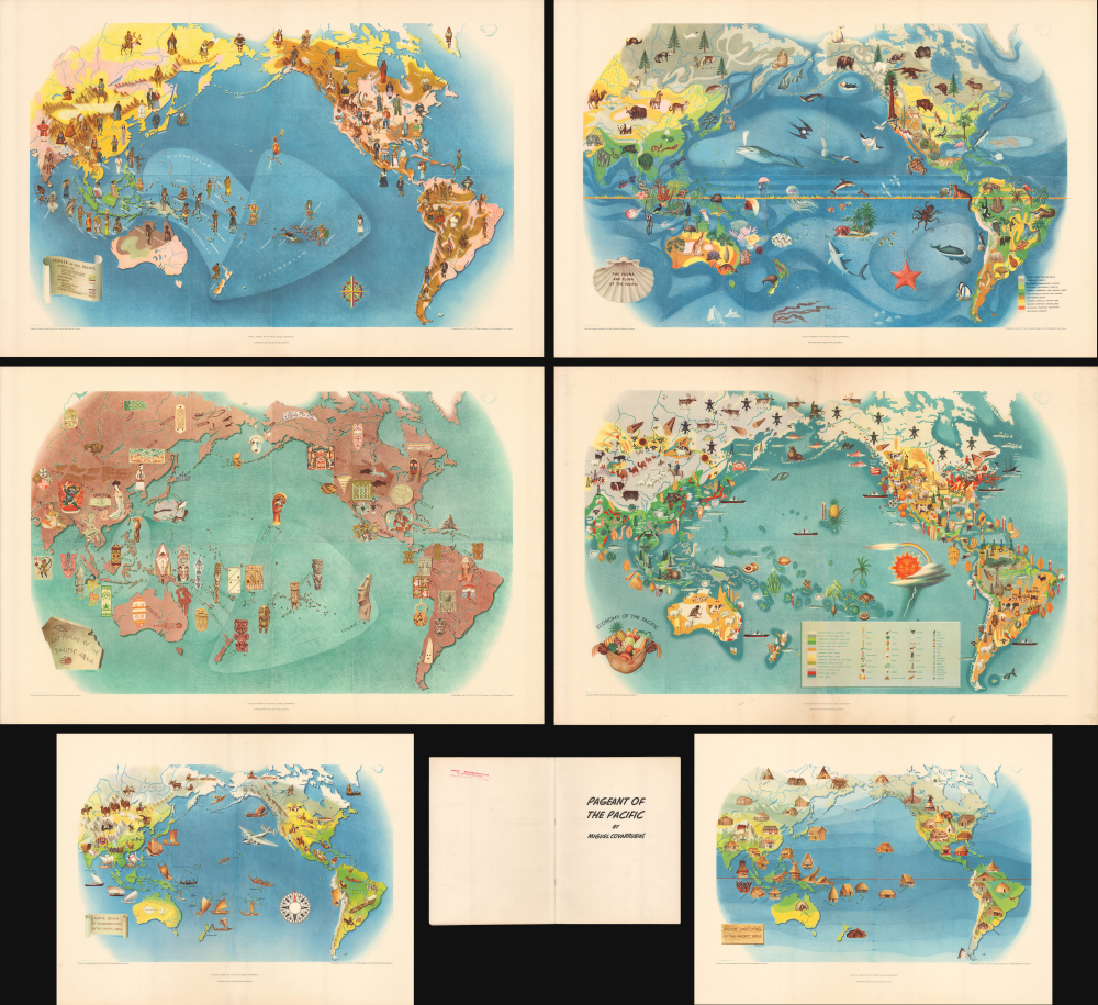 1943 Complete Set of Six Covarrubias Pictorial Maps of the Pacific Region