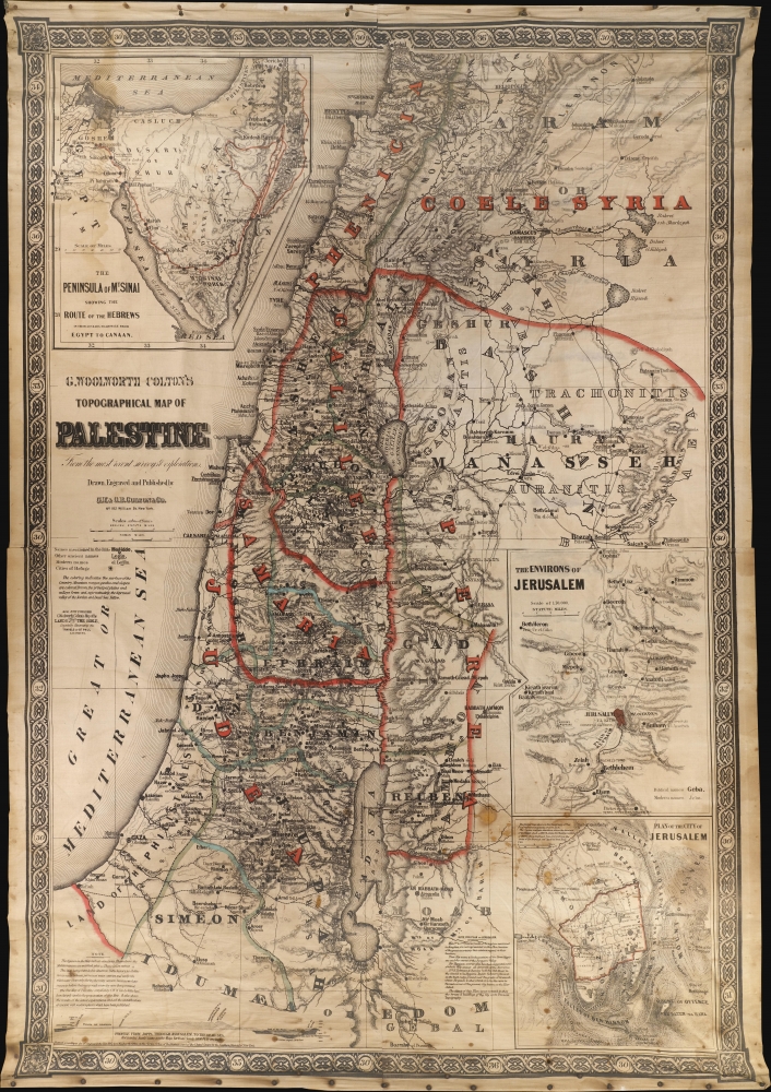 G. Woolworth Colton's Topographical Map of Palestine From the most recent surveys and exploration. - Main View