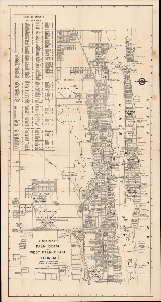 1951 Brockway Map of Palm Beach and West Palm Beach, Florida