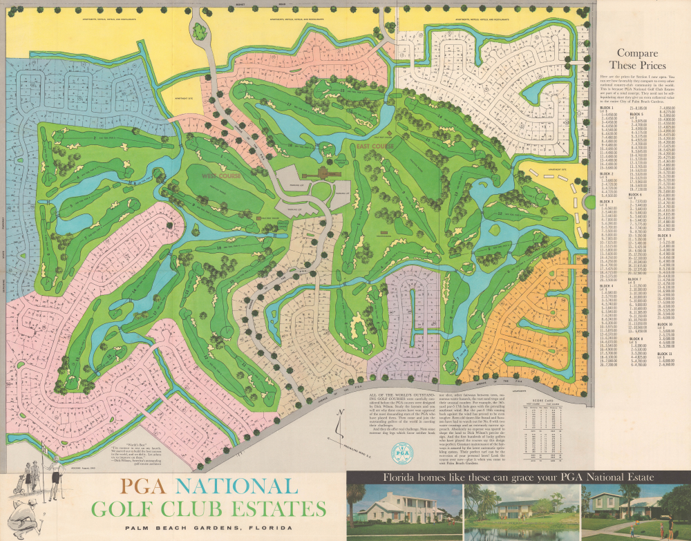 1963 PGA Promotional Map for Palm Beach Gardens Golf Estates, Florida