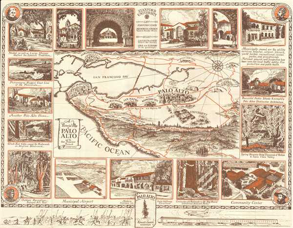 A Pictorial Map of Palo Alto and the San Francisco Peninsula. - Main View