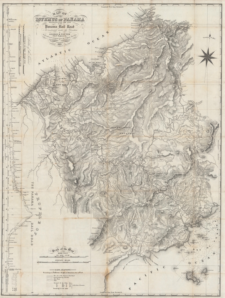 Map of the Isthmus of Panama representing the line of the Panama Rail Road as constructed under the direction of George M. Totten, chief engineer etc. - Main View