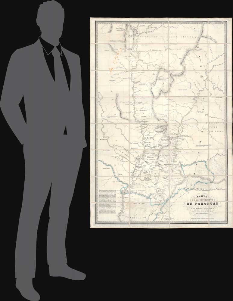 Carte de la Républiuque Du Paraguay dédiée et présentée à sa Majesté Napoléon III Empereur des Français, par le Comte Lucien de Brayer Consul de France au Paraguay. Publiée pat en 1863. - Alternate View 1