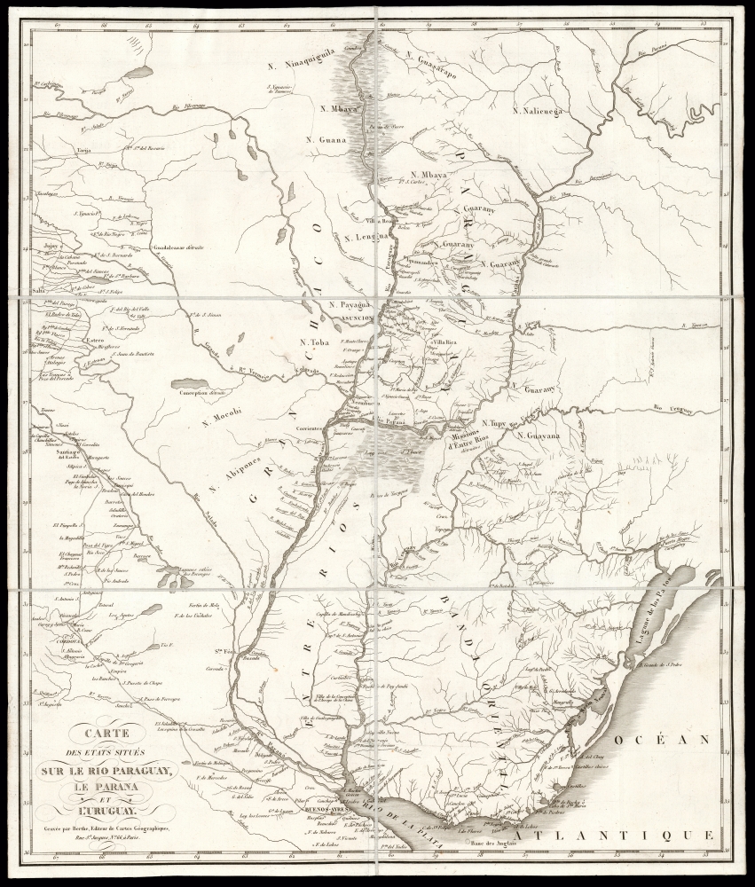 Carte des Etats Situés Sur Le Rio Paraguay, le Parana et L'Uruguay. - Main View