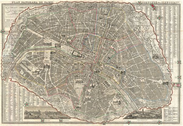 Plan Panorama de Paris Fortifie avec Illustre.tion. - Main View