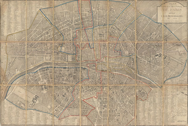 Plan Routier de la Ville et Faubourg de Paris Divise en 12 Municipalities. - Main View