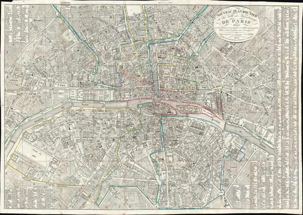 Nouveau Plan Routier de la Ville et Faubourgs de Paris Divisé en 12 Mairies municipales et subdivisé par quartier pour servir de guide aux Etrangers. - Main View