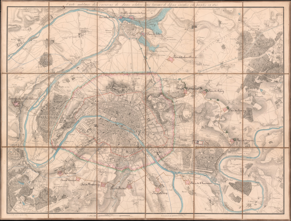Carte Militaire des Environs de Paris relative aux traveaux de défense éxécutés ou projetés en 1815. - Main View
