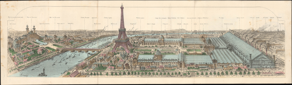 1889 Humbert View of Paris, Exposition Universelle, Eiffel Tower