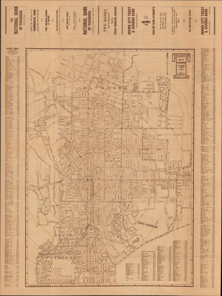 Thurston's Map of Pasadena So. Pasadena Altadena and San Marino. - Main View