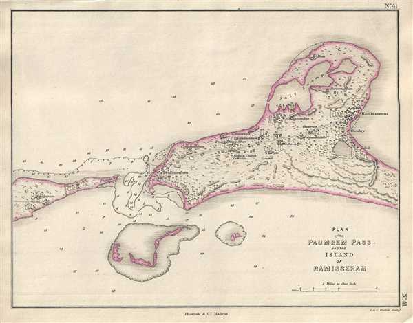 Plan of the Paumbem Pass and the Island of Ramisseram. - Main View