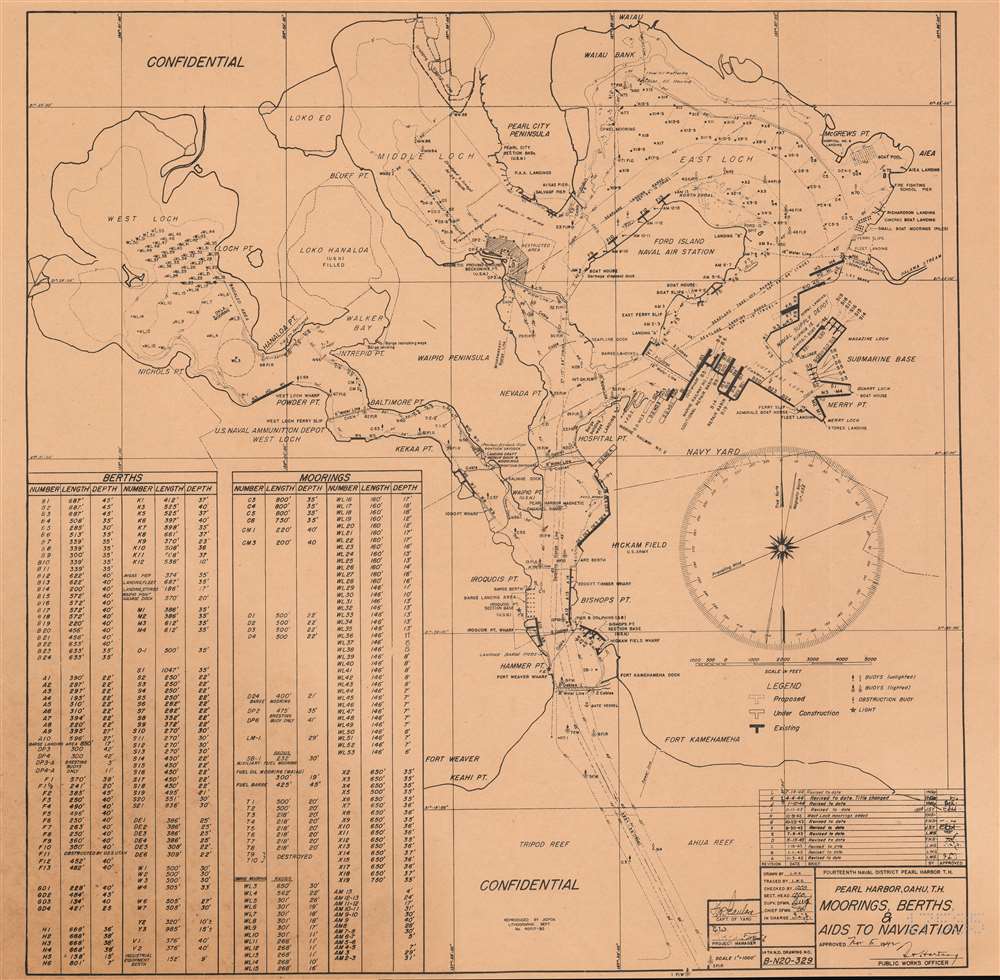 Pearl Harbor, Oahu, T.H. Moorings, Berths, and Aids to Navigation. - Main View