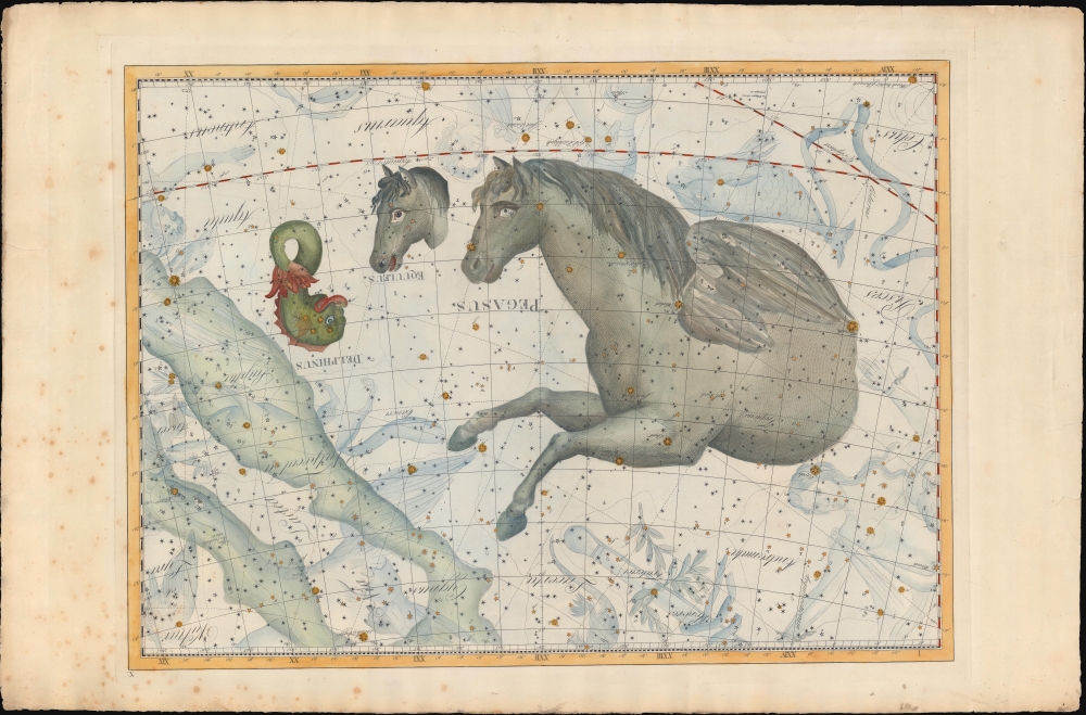 1801 Bode Constellation Star Chart / Map of Pegasus (elephant folio)