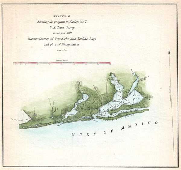 Sketch C Showing the progress in Section No. 7. Reconnoissance of Pensacola and Perdido Bays and plan of Triangulation. - Main View