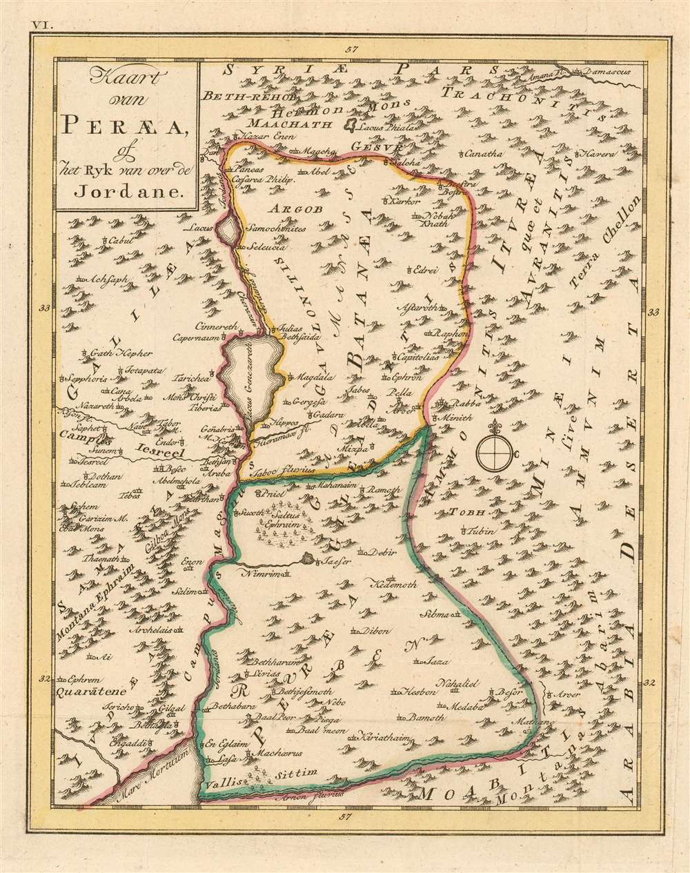 Kaart van Peraea, of het Ryk van over de Jordane. - Main View