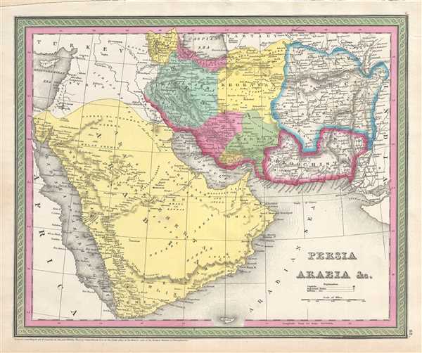 1854 Mitchell Map of Persia and Arabia