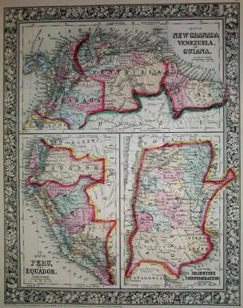 Mitchell's Map of Peru, Ecuador, Venezuela, Columbia and Argentina. - Main View