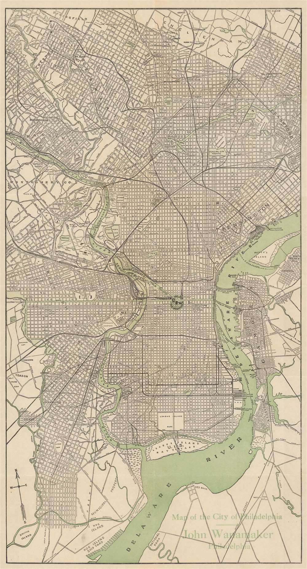 Map of the City of Philadelphia. John Wanamaker Philadelphia. - Main View