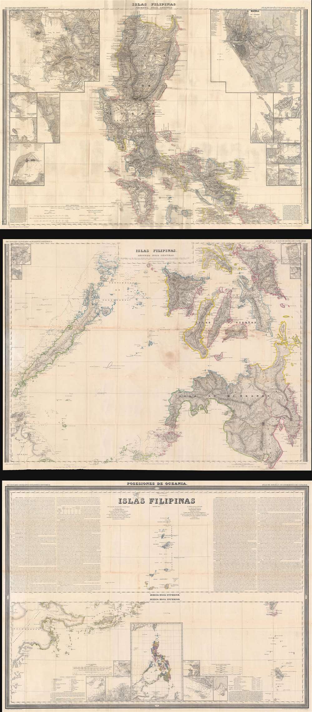 Islas Filipinas Primera Hoja Central. Islas Filipinas Segunda Hoja Central. Posesiones de Oceania. Islas Filipinas. Atlas de España y sus Posesiones de Ultramar. - Main View