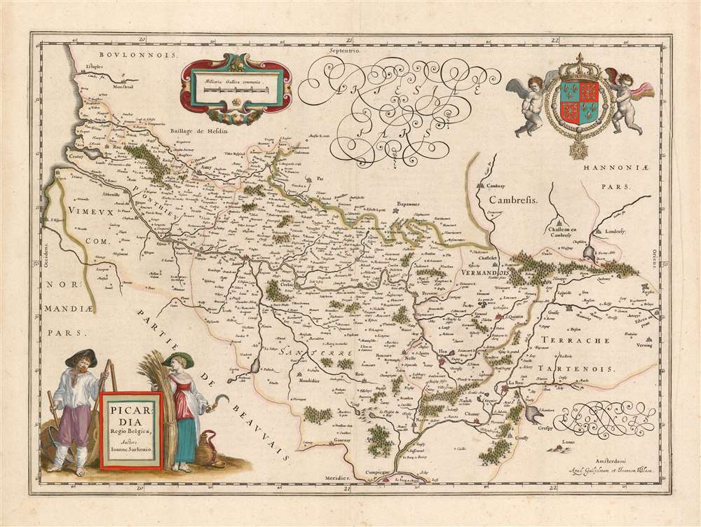 1644 Blaeu Map of Picardy